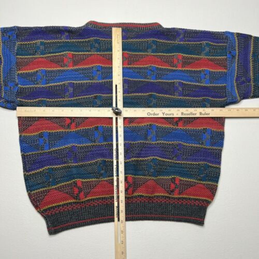 Vintage City Streets 3D 90s Multi Color Coogi Knit Cotton Sweater Size Large - Picture 4 of 4